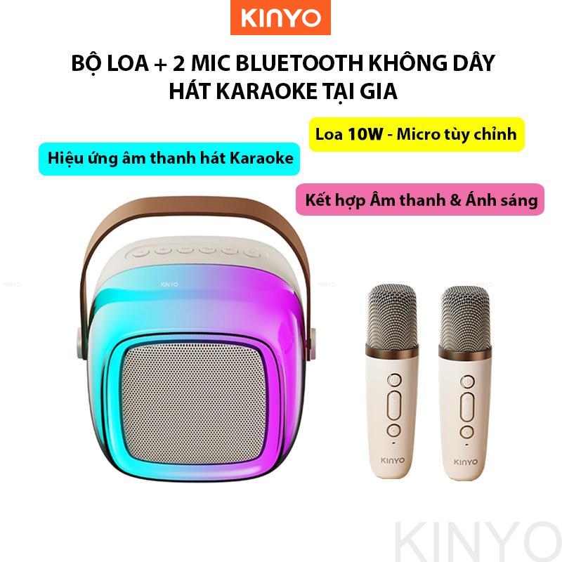 (10W) Bộ Loa Bluetooth + 2 Mic Không Dây Mini Hát Karaoke Tại Nhà K35 Vuông Có Thể Thay Đổi Giọng Dễ Sử Dụng