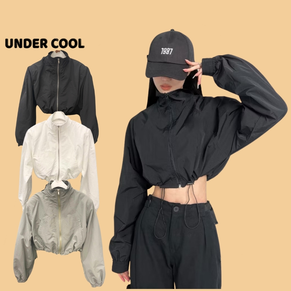  Áo khoác Croptop thể thao ngắn UNDERCOOL tay dài chống nắng nữ cổ đứng có dây rút kéo dễ phối đồ,chất mỏng AK27 