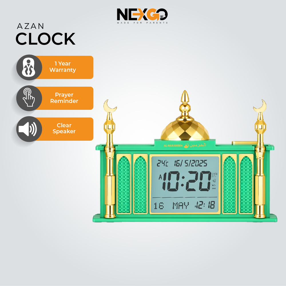 Al- Harameen Mosque Pray Muslim Wall Table Digital Azan Clock Jam Dinding Included Adapter/Battery