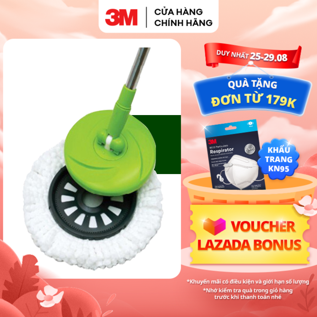 Bông lau thay thế Bộ cây lau nhà 360 độ 3M™ Scotch-Brite™, thấm hút nước tốt, 32.5x32.5cm