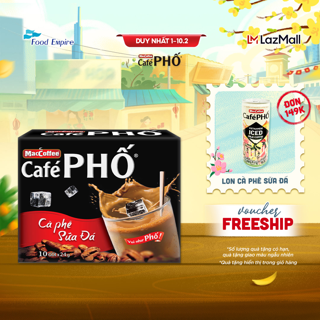 Cà phê Phố Sữa Đá - Maccoffee (hộp 10 gói x 24g)