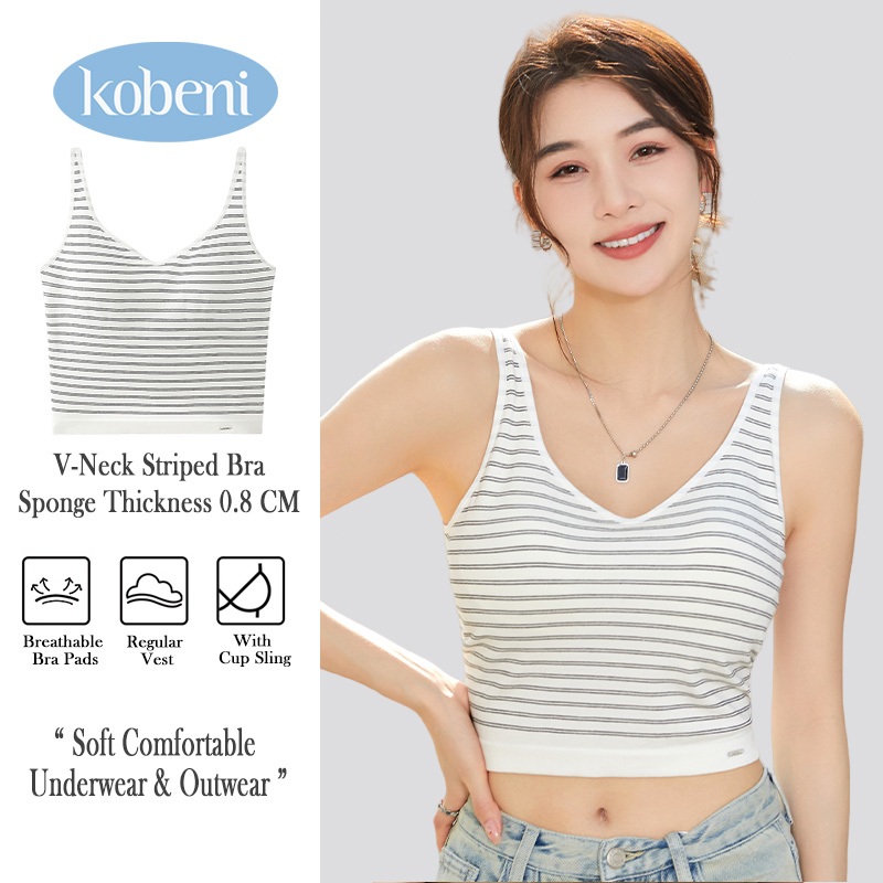 KOBENI Tanks & Camisoles Striped Female Underwear Crop Top Camisoles Bralette Single Breasted Bra No Need To Wear Soft And Comfortable Clothes ราคา 385 บาท*ส่งฟรี