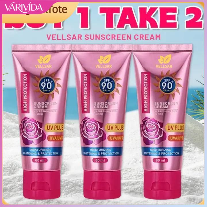 VARIVIDA 【จัดส่งในพื้นที่】【ซื้อ 1 แถม 2】ครีมกันแดด Bb Cream SPF90 ปกป้องผิวจากรังสียูวี คอนซีลเลอร์เนื้อบางเบา มอบความชุ่มชื้น ไม่เหนียวเหนอะหนะ บำรุงผิวหน้า