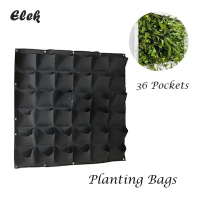 【Free Shipping】Elek Wall Mounted Hanging Vertical Planting Bags Green Grow Planter with 36 Pockets for Home Wall Balcony Garden Supply Black