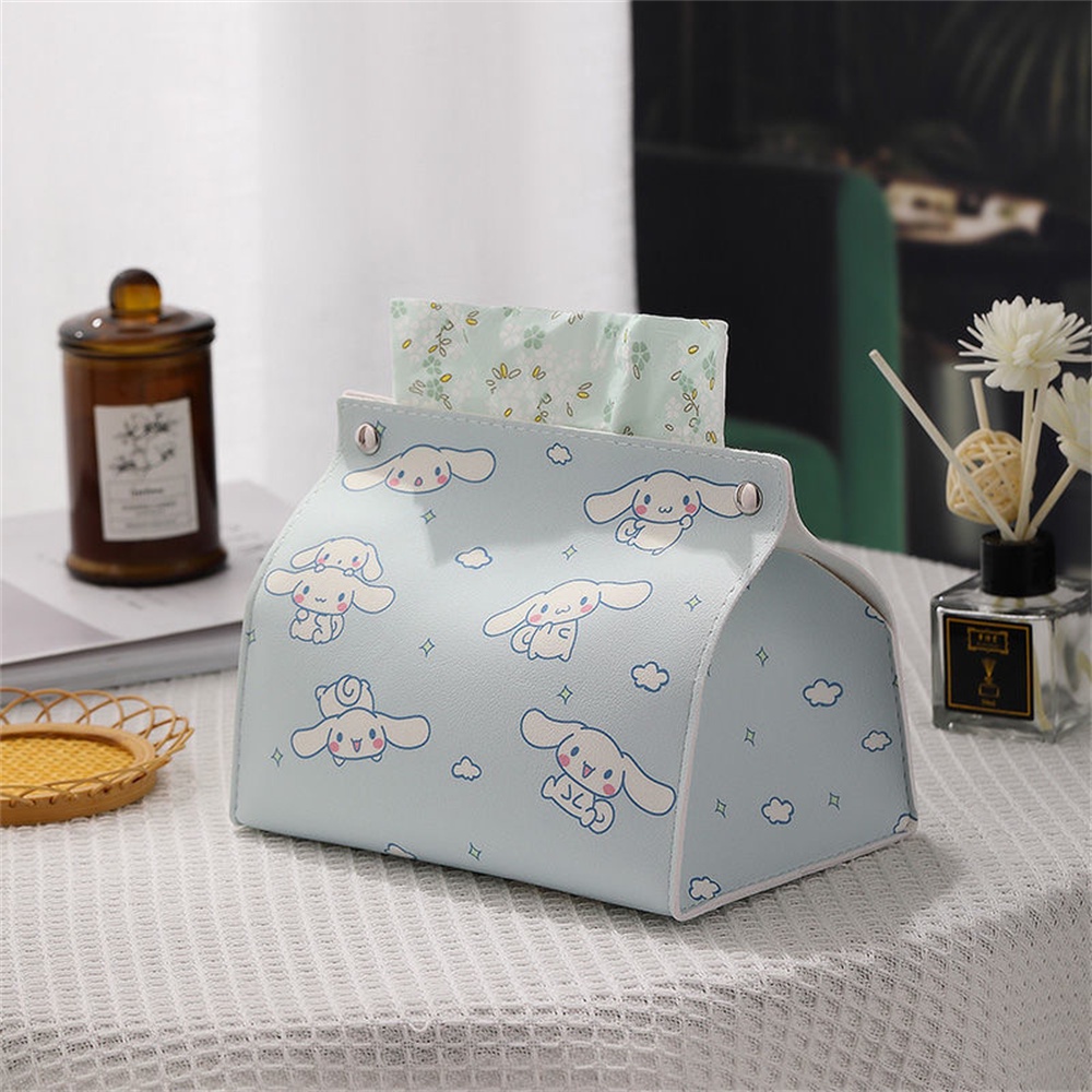 Sanrio cinnamoroll hộp giấy ăn bằng da hoạt hình dễ thương xe mô hộp lưu trữ trang trí phòng khách N