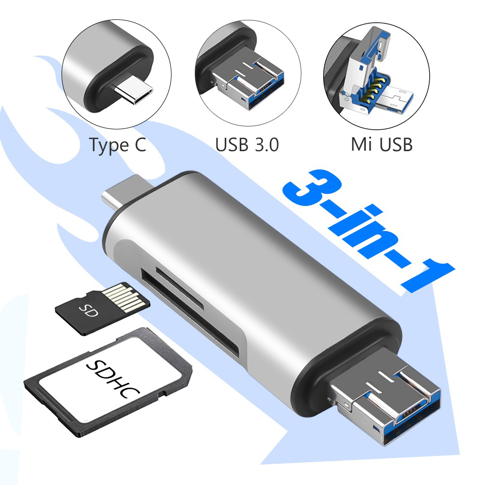 Đầu Đọc Thẻ OTG 5 Trong 1 Type C Tiện Dụng Với Giao Diện USB Thẻ SD TF USB