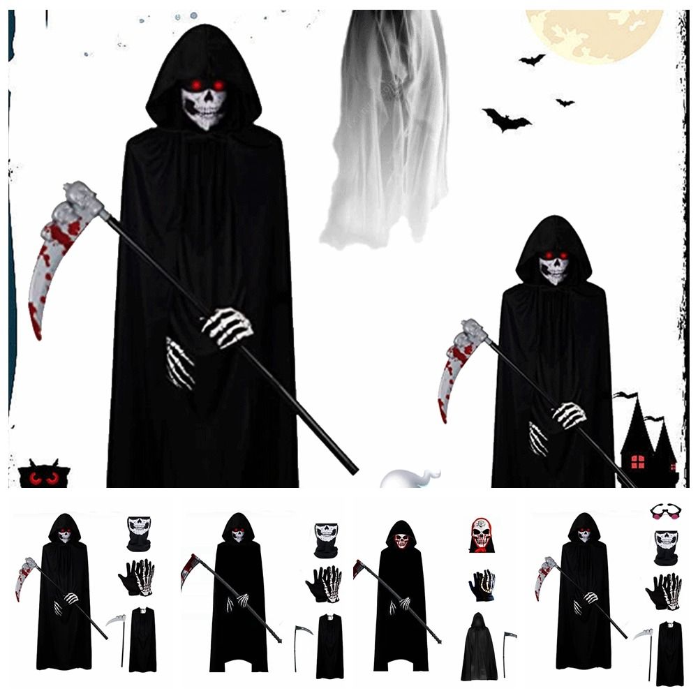 CGGUE Black Halloween Grim Reaper Costume Anti