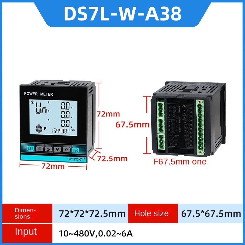 Đồng Hồ Đo Điện 3 Pha DS7L/DS9L-W-RC38/A30 - TOKY | Đo Điện Áp, Dòng Điện, Công Suất, Kết Qủa Đo Chính Xác - DS7L-W-A38