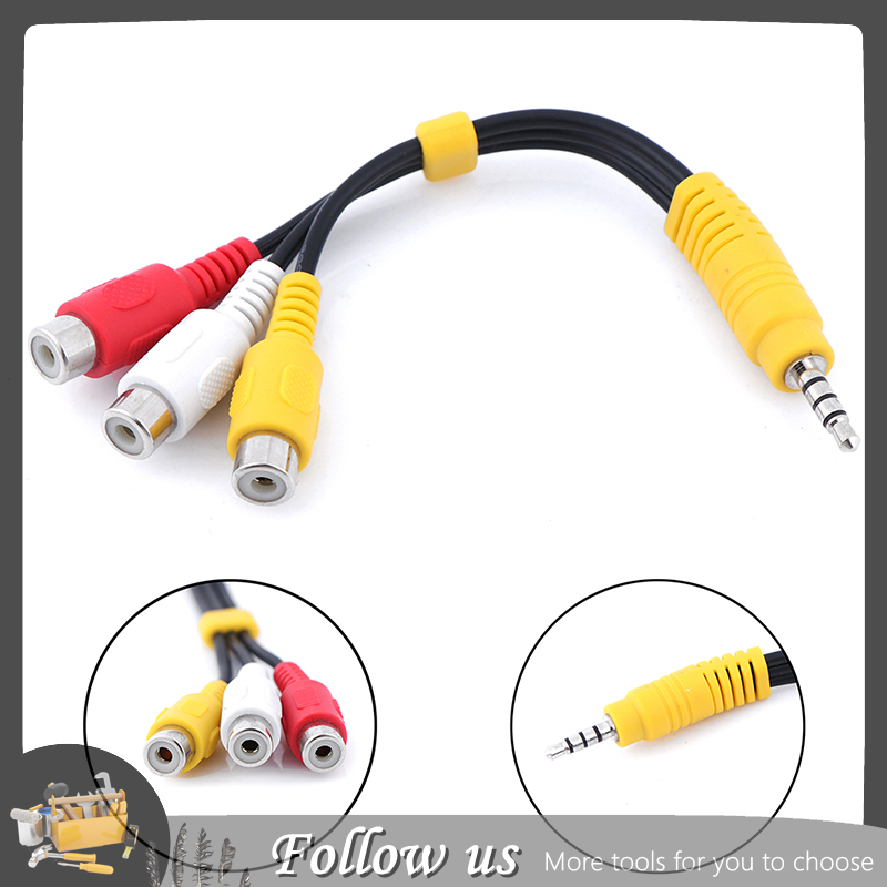 1 chiếc cáp chuyển đổi âm thanh AV Mini Aux Đầu đực 3.5mm sang 3 RCA đầu cái