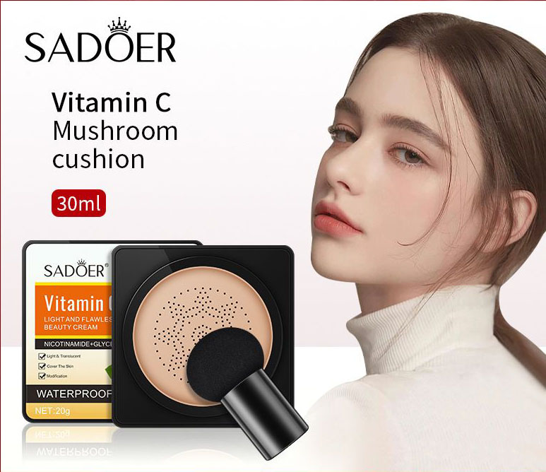 Vitamin C Mushroom Puff Cushion BB Cream Hydrating Lightweight Breathable for All Skin Types