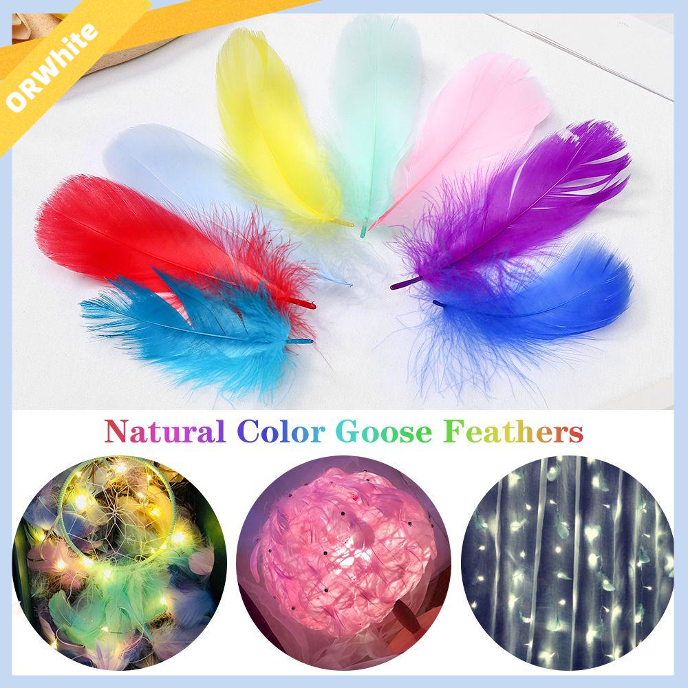ORWHITE SHOP 50pcs Trang trí đồ trang sức Tự làm Màu tự nhiên Lông ngỗng Trang trí nhà cửa Trang phục trang phục Lông vũ đầy màu sắc