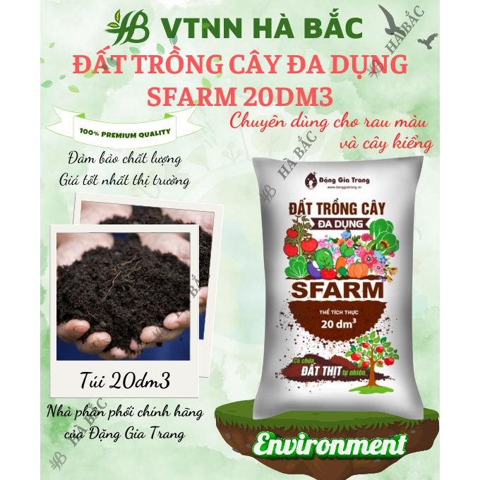 Đất Trồng Cây Đa Dụng SFARM 20dm3 Đặng Gia Trang - Thích Hợp Dùng Cho Mọi Loại Cây Trồng