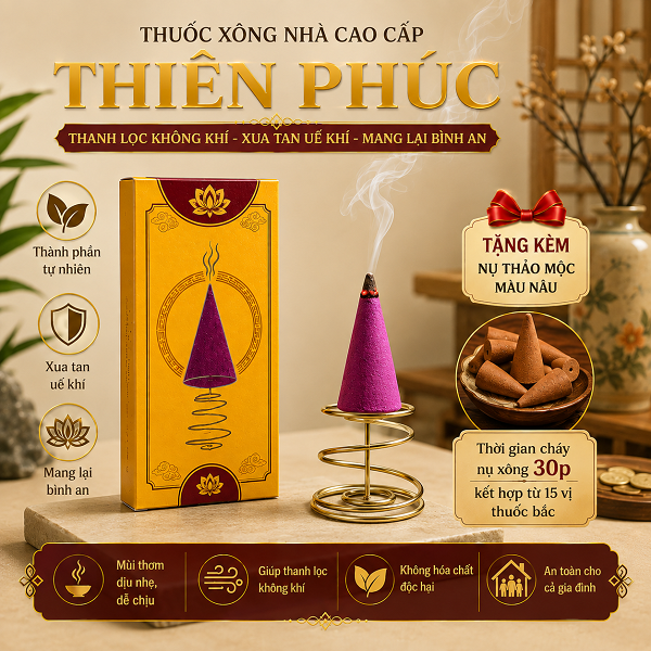 Cây Xông Thiên Phúc - Xông Nhà,15 Vị tặng kèm Cắm Lò Xo,Nụ