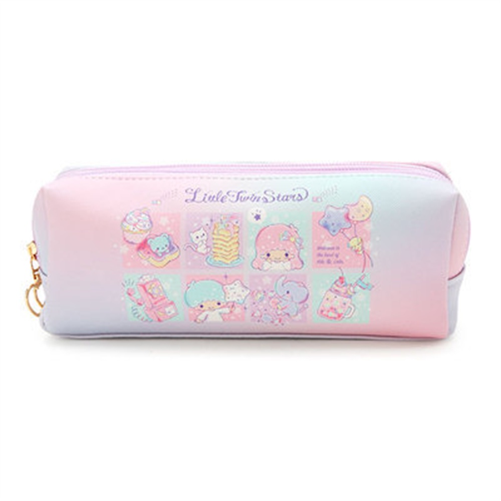 LVYIMAO 2025 Sanrio กระเป๋าหนังใส่ดินสอ PU น่ารักเมโลดี้เฮลโลคิตตี้คุโรมิ Cinnamoroll สองชั้นเครื่องเขียนกระเป๋าเก็บของรูปหัวใจซิปกระเป๋าใส่ดินสอ