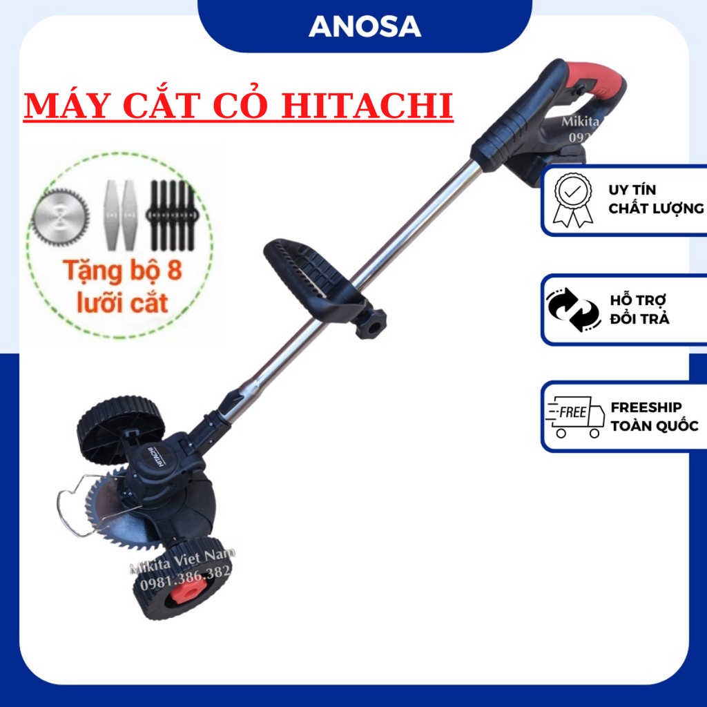 Máy cắt cỏ dùng pin cầm tay Hitachi 199v, máy phát cỏ tặng bộ dụng cụ làm vườn