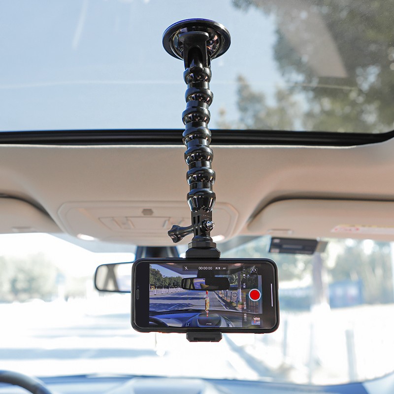 Giá đỡ camera gắn kính ô tô dùng cho camera hành trình GoPro Insta360 kèm giá đỡ điện thoại