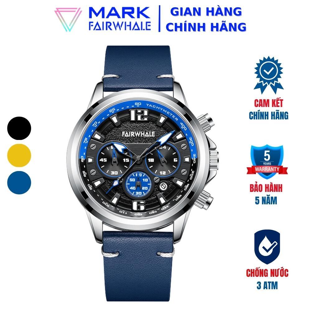 Đồng Hồ Nam Mark Fairwhale FW006 Mặt Tròn Size 42mm Dây Da Thật Chống Nước 30M Phong Cách Trẻ Trng Tinh Tế