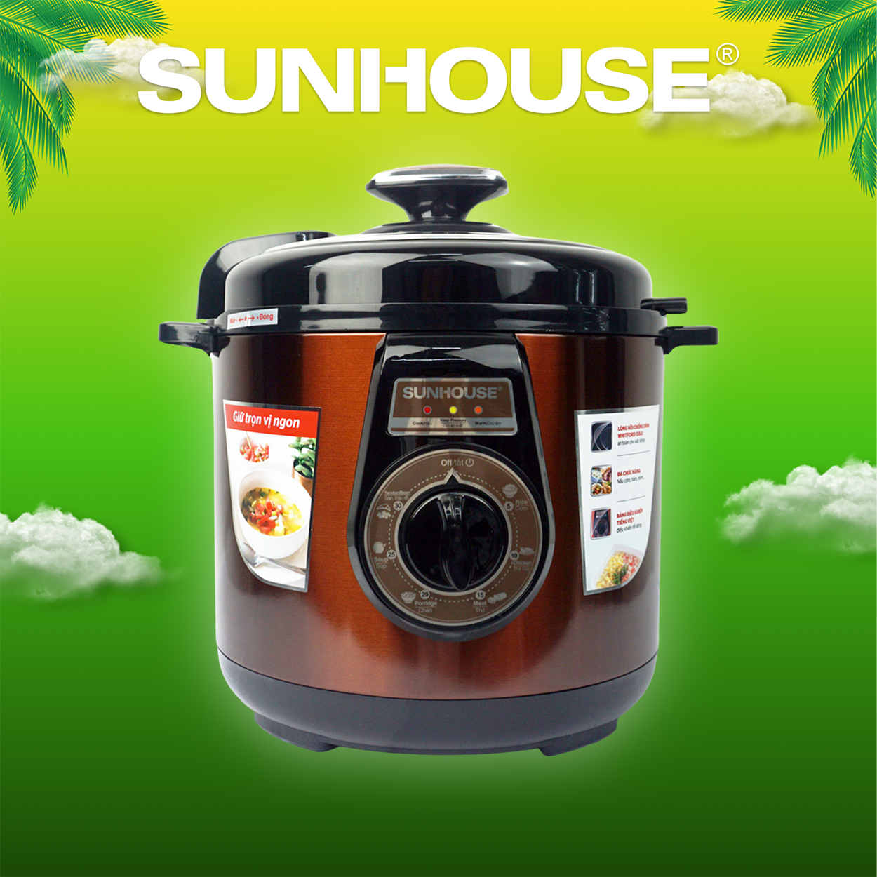 Nồi áp suất điện đa năng 6l sunhouse shd1562 - bảo hành chính hãng 12 tháng