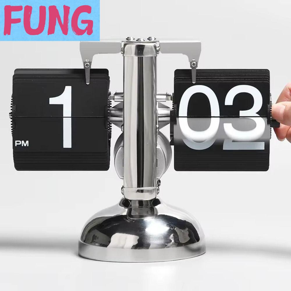 FUNG การเปลี่ยนหน้าโดยอัตโนมัติ นาฬิกาพลิกอัตโนมัติดิจิตอล การเคลื่อนที่ควอตซ์ ใช้เกียร์ภายใน นาฬิกาพลิกโต๊ะโลหะ คลาสสิกแบบคลาสสิก ง่ายต่อการปรับ นาฬิกาเวลาควอตซ์ การตกแต่งบ้านที่ทันสมัย ราคา 1,246 บาท*ส่งฟรี