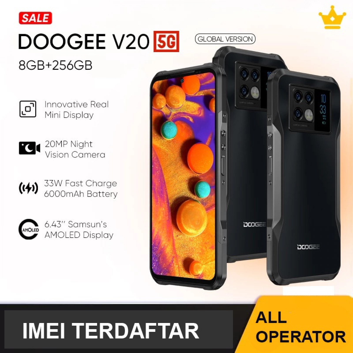 Doogee V20 5G Global Rugged Phone Outdoor Harga 7,500,000 Ringgit*Penghantaran Percuma