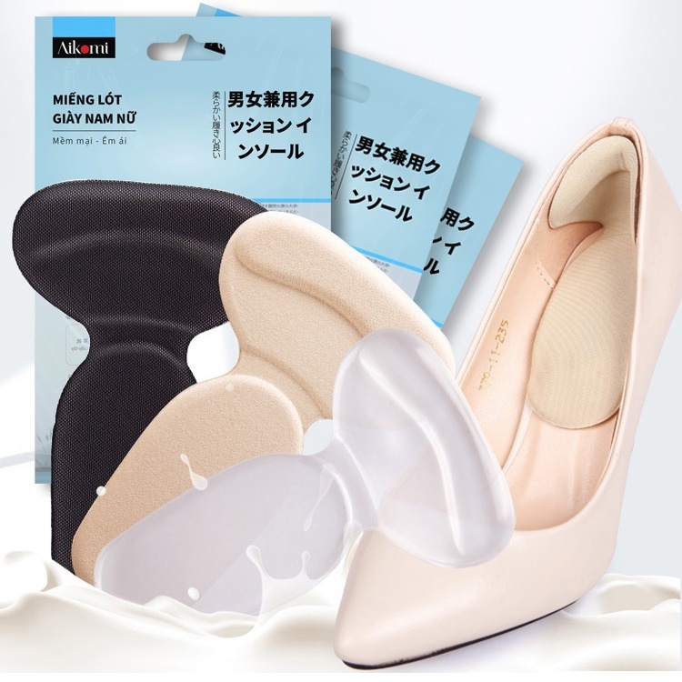 Cặp lót gót chữ T Aikomi chống rộng, chống xước, mềm mại, bảo vệ gót chân, giảm đau, freesize