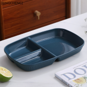 Divided Dish Reusable Plate - 3 Compartments, Microwave Safe