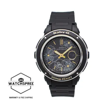 [WatchSpree] Casio Baby-G Popular Wide Face Black Resin Band Watch BGA150FL-1A BGA-150FL-1A