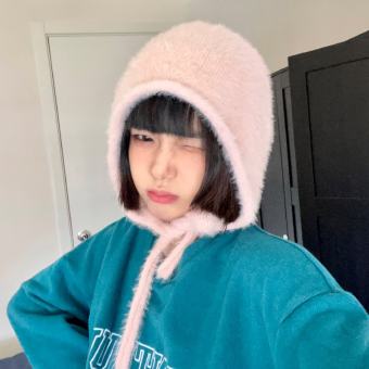 Phụ nữ Mũ len dễ thương bảo vệ tai mũ ấm đan dây