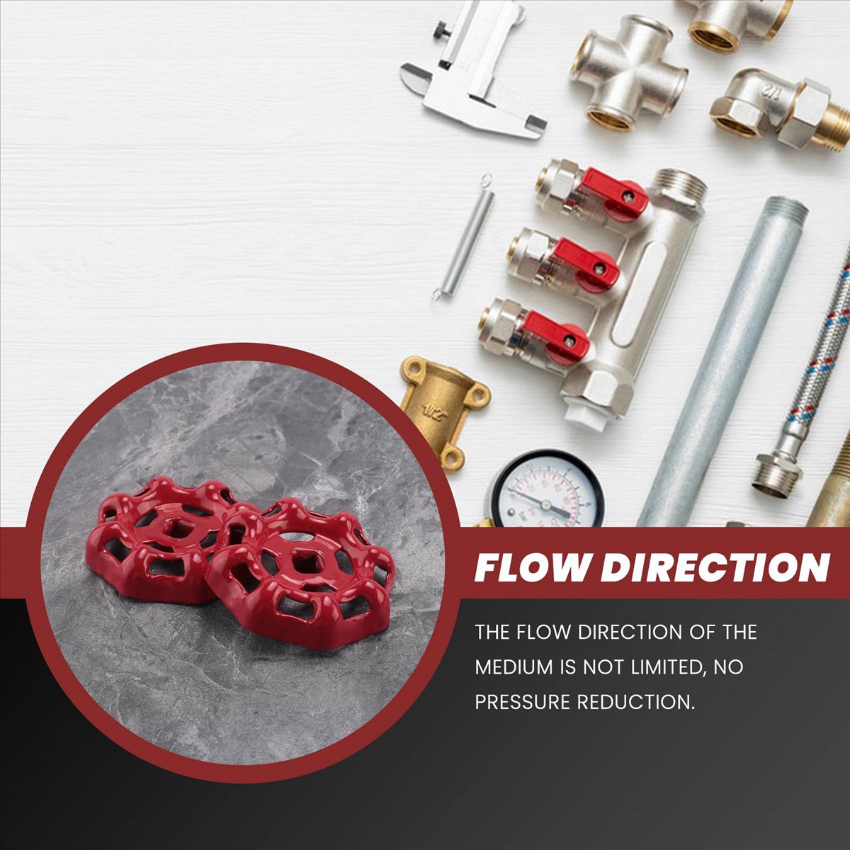 [barbify]Replacement Gate Valve Handwheel in External Metal Faucet Pipe Water Faucet Handle