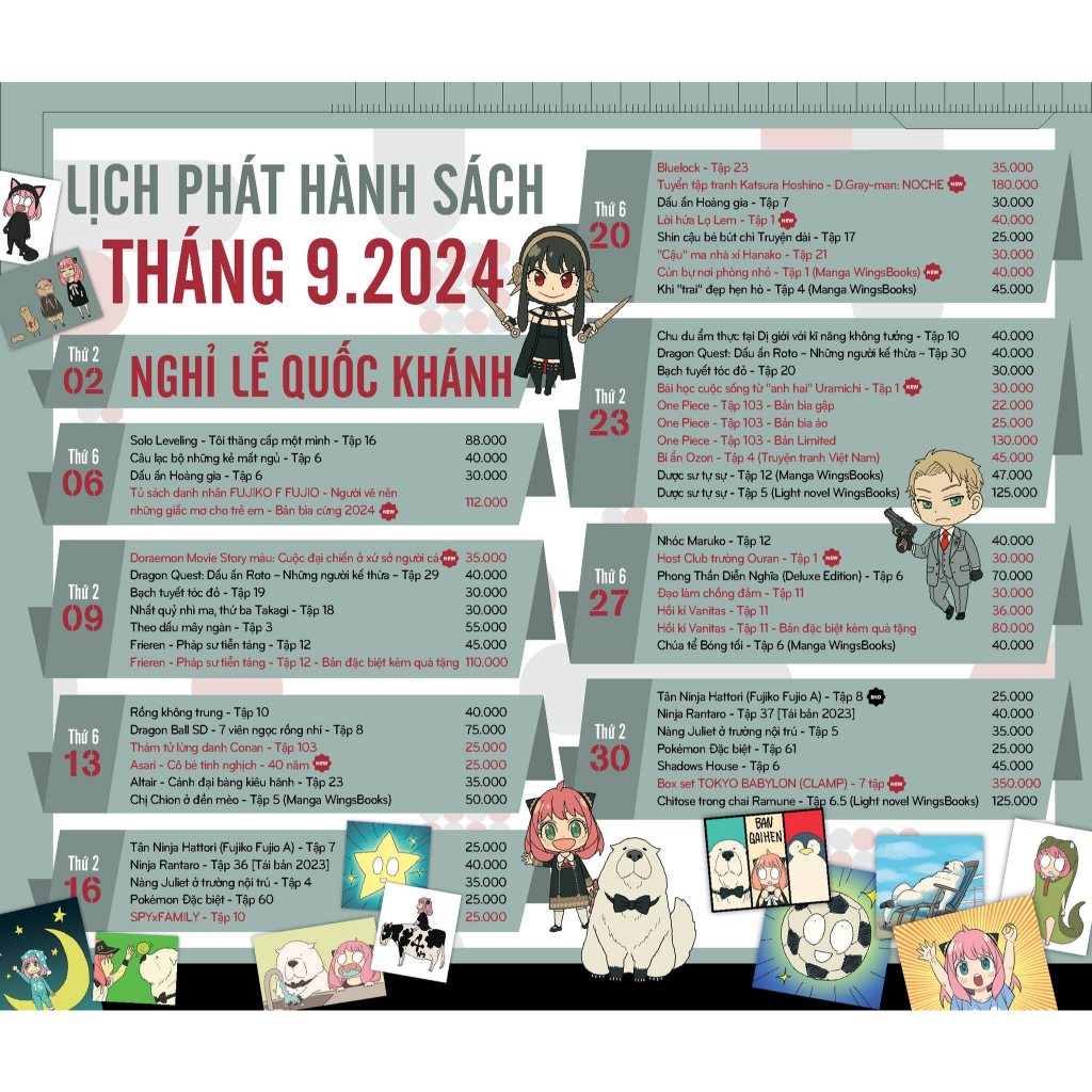 Lịch phát hành NXB Kim Đồng Tháng 9/2024 - NXB Kim Đồng