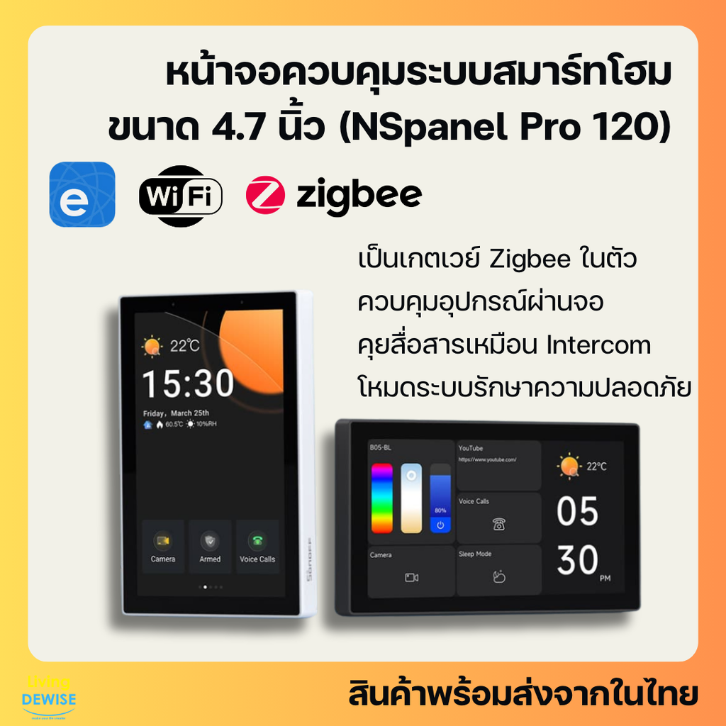 Sonoff NSPanel 120 Pro หน้าจอสัมผัส 4.7 นิ้ว สำหรับสั่งงาน อุปกรณ์และ Scene ต่างๆ ราคา 2,970 บาท*ส่งฟรี