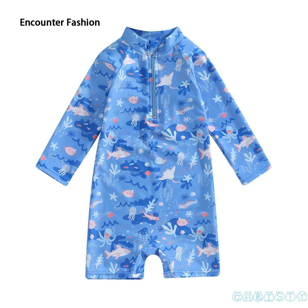 VOCKOO Cht - Short sleeved/Long sleeved/Short sleeved printed fish shaped swimsuit, suitable for boys swimming in summer ราคา 217 บาท*ส่งฟรี