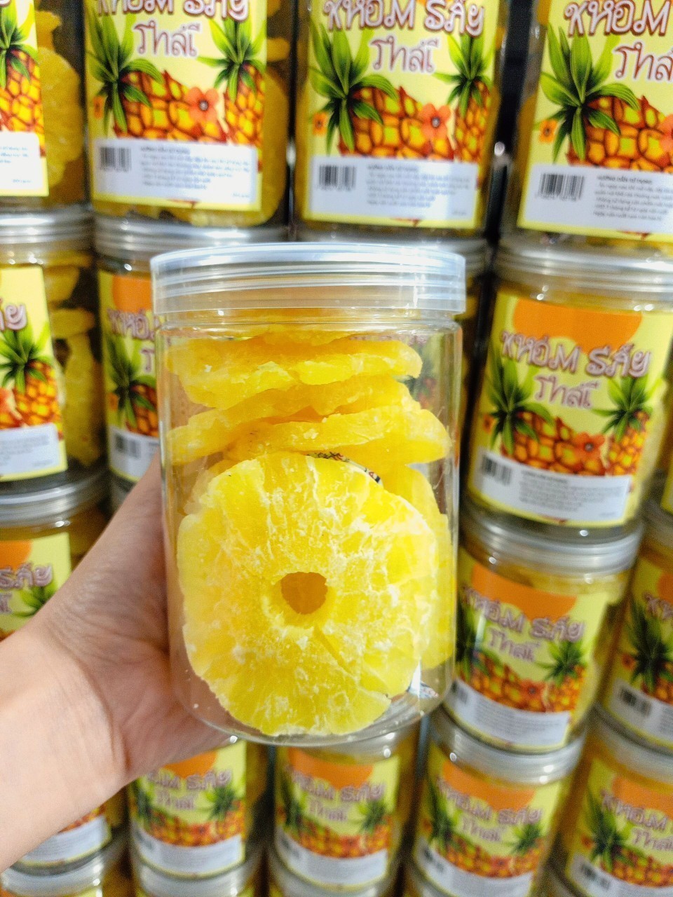 Hũ 400Gram Khóm sấy kiểu Thái Lan - HŨ PET 540ML - Heri Food