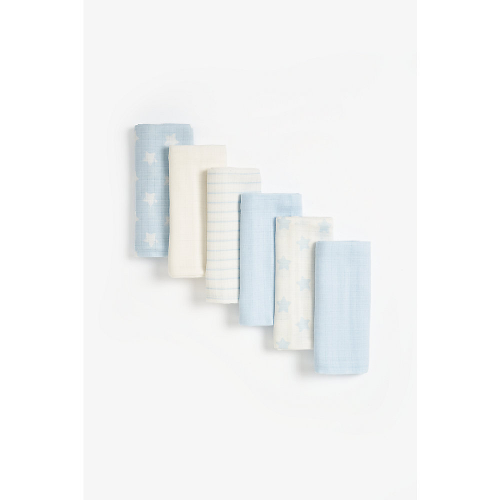 ผ้าอ้อมมัสลิน Mothercare Blue Muslins - 6 Pack AA036 ราคา 690 บาท*ส่งฟรี