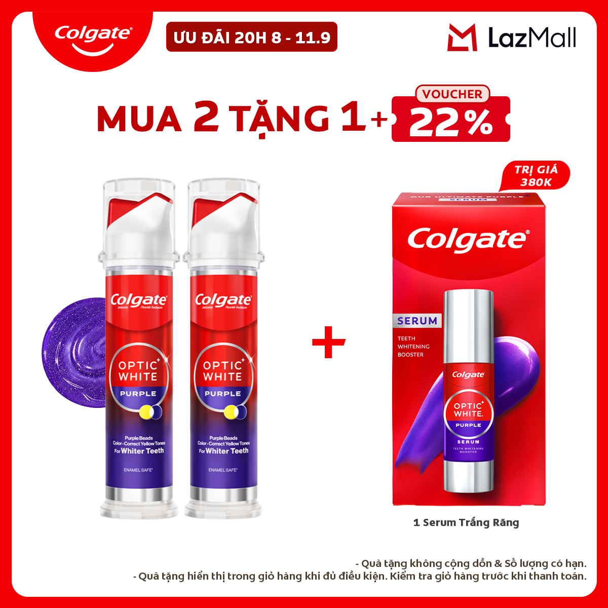 [Limited Edition] Colgate Optic White Purple X Iu Toothpaste with Smart Dispenser, Neutralizes Yellowness for Brighter White Teeth 130G/Tube