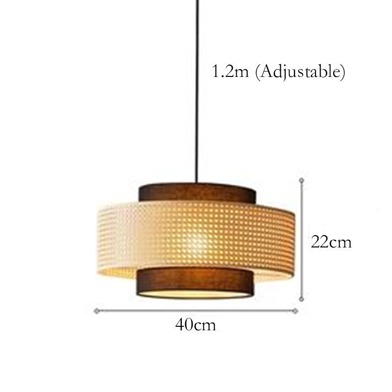 【MY Local Send】Vintage Japanese Style Pendant Light Woven Bamboo Chandelier LED Dining Table Hanging Lamp For Living Room Decoration Restaurant Kitchen