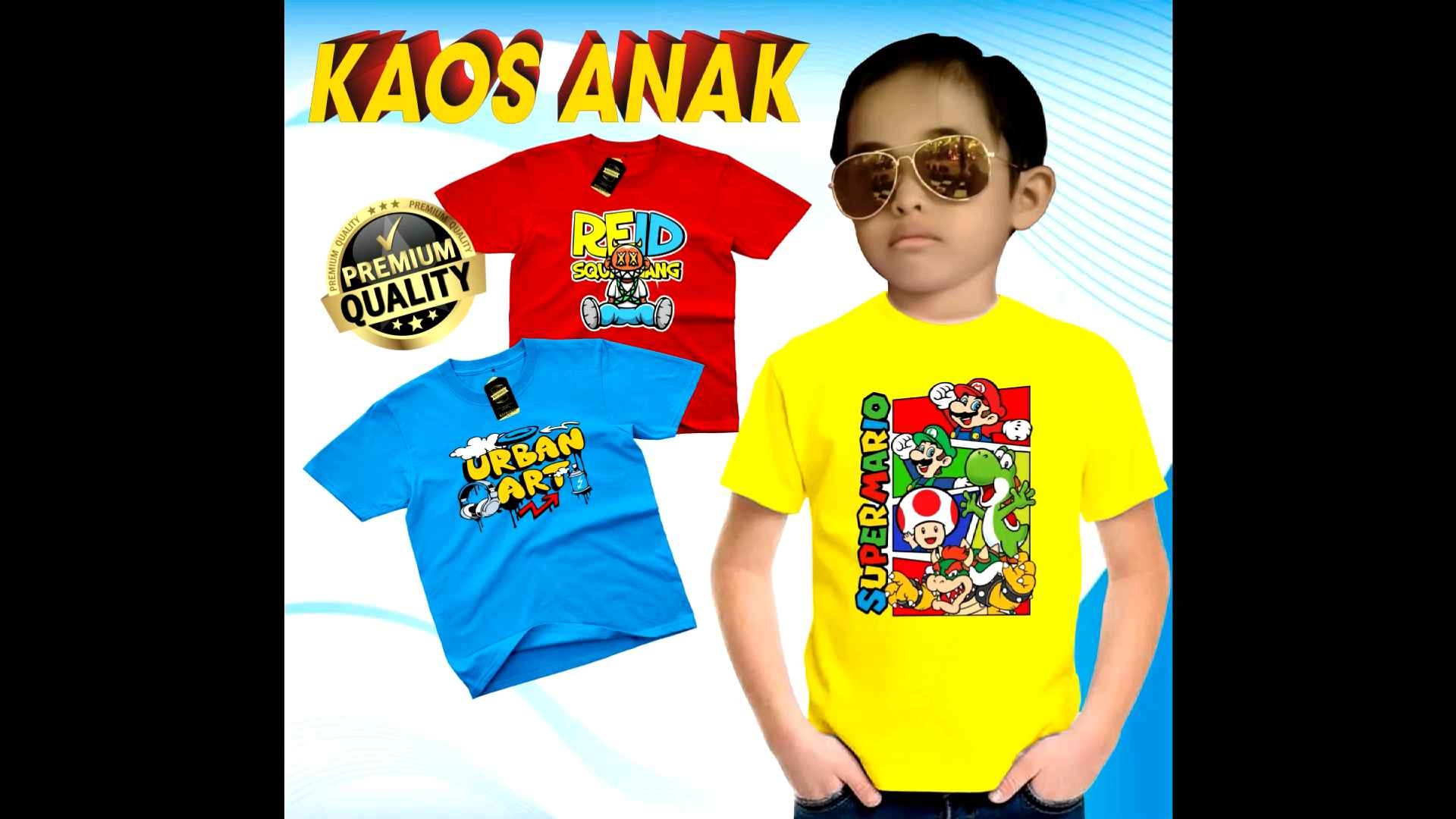 Paket 3 Pcs Kaos Anak Usia 1th-10th Motif Vintage Cotton Distro