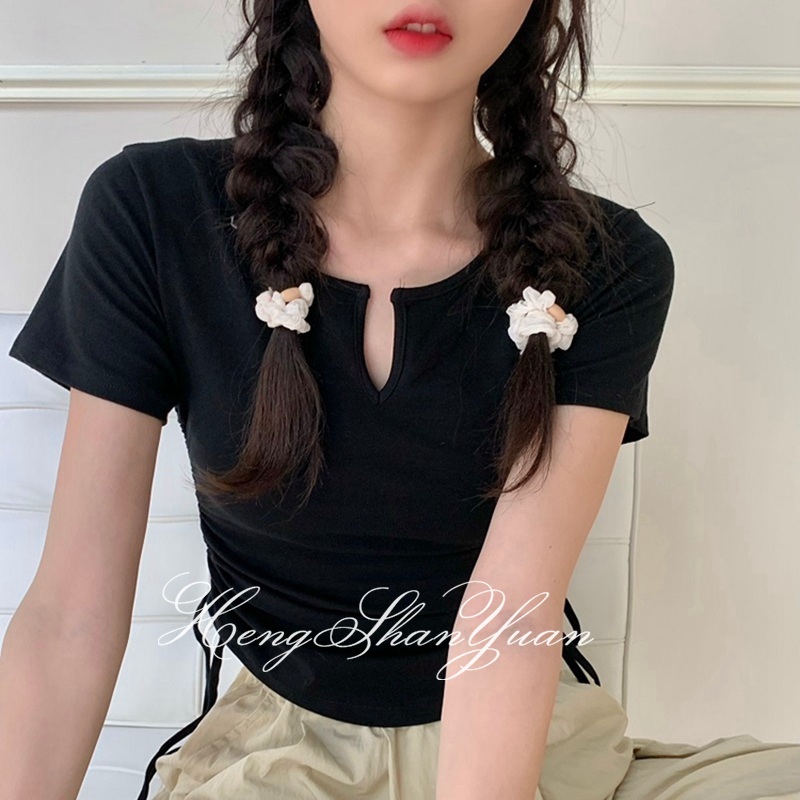 Áo thun ngắn tay cổ chữ V hengshanyuan