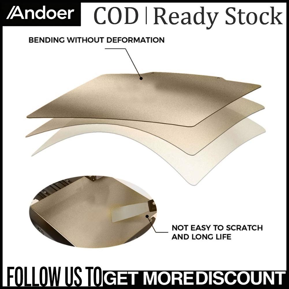 Andoer แผ่นเหล็กสปริง PEI แพลตฟอร์มเหล็กยืดหยุ่นที่ถอดออกได้ การยึดเกาะที่ดีเยี่ยม ความเรียบสูงสำหรับเครื่องพิมพ์ 3D ราคา 613 บาท*ส่งฟรี