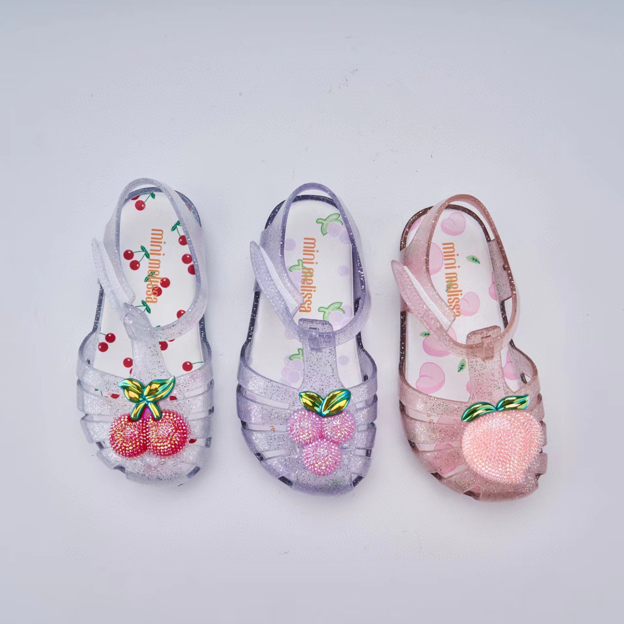 【ready stock】New Children's Shoes Melissa Fruit Children's Shoes Hollow Sandals Honey Peach Children