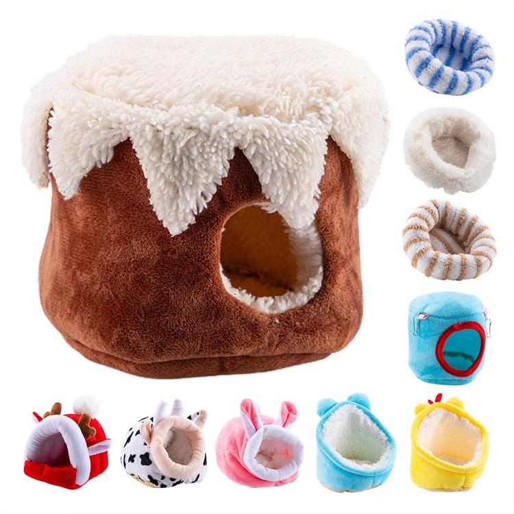 Giường Hamster Nhà Chuột lang Giường bông nhỏ cho thú cưng Nơi ẩn náu Giáng sinh của Hamster Tổ ngủ Hamster nhẹ dễ thương Nhà ngủ mùa đông trong nhà và ngoài trời cosy