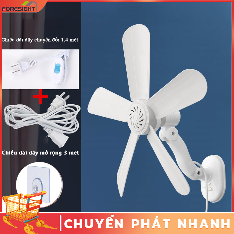 Quạt treo tường trần nhà phòng tắm nhà bếp Quạt trần mini Hướng điều chỉnh 360 độ chiều dài dây 4,4 mét fo