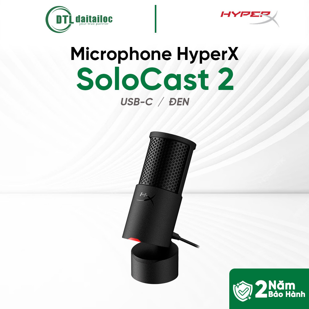 Microphone HyperX SoloCast 2 AR0A0AA USB-C ĐEN I Chính hãng I Bảo hành 24 tháng