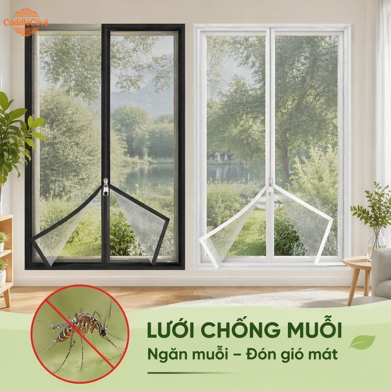 CuddleCove Rèm Chống Muỗi Cửa Sổ Lưới Dán Tự Dính Sợi Thủy Tinh Dày Tháo Rời Gấp Gọn Chống Bụi