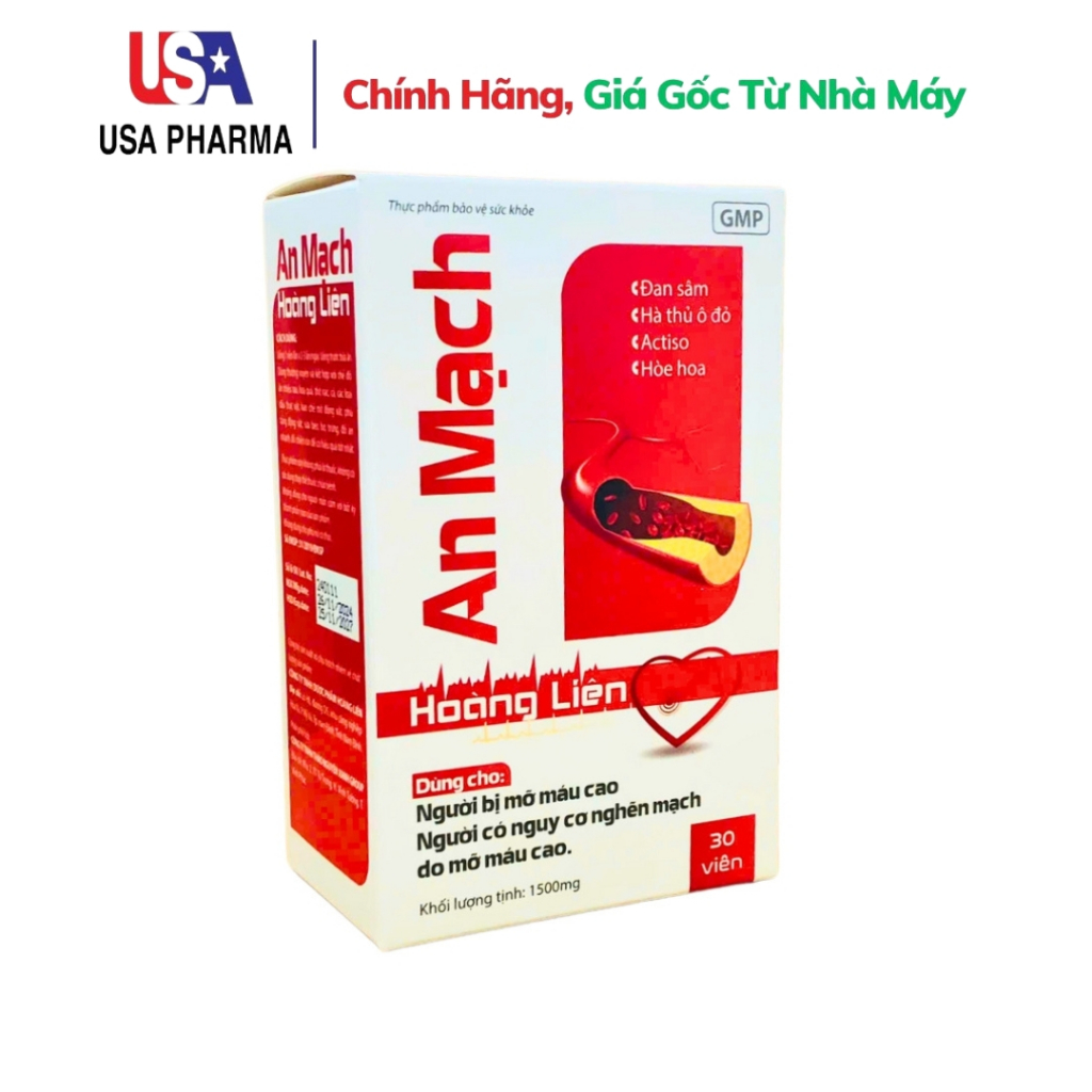 Viên uống An Mạch Hoàng Liên Giúp lưu thông, giảm cholesterol máu, hỗ trợ tăng sức bền thành mạch