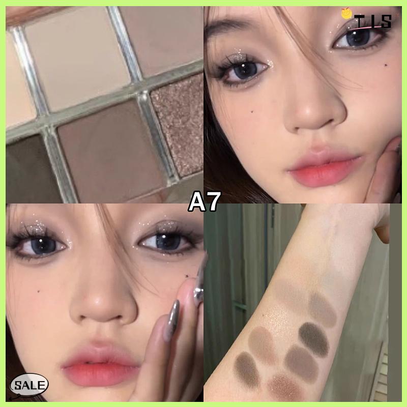 Follow Get New【TIS】 6 màu sắc Matte Eyeshadow Palette ánh sáng lung linh long lanh đất màu thấp bão hòa bóng mắt sắc tố lâu dài mỹ phẩm - 8