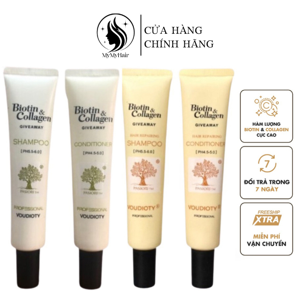 Dầu gội xả Biotin Collagen mini 30ML chống rụng tóc, phục hồi , giảm gàu, kiểm soát dầu