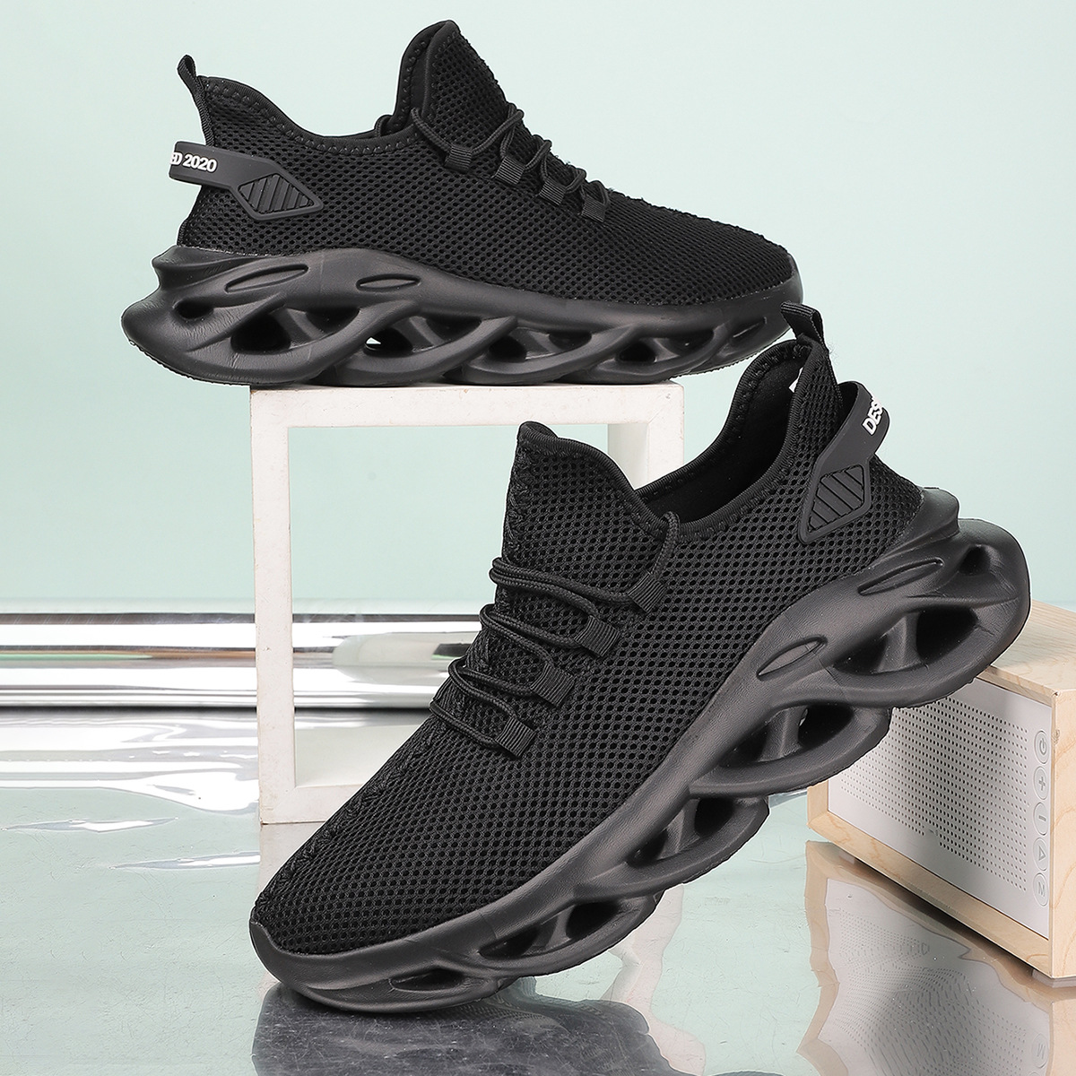 Fashion Sneaker for Men and Women Plus Size Casual Shoes Sports Shoes Men's Mesh Shoes Shock Absorption Light Soft Soles Black Shoes for School - 4