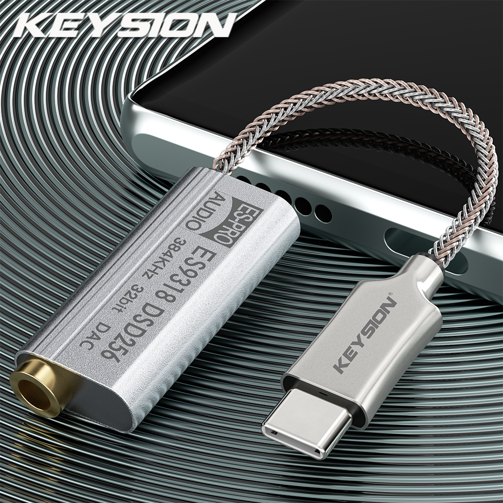 Keysion es9318 dsd256 HiFi Tai nghe DAC khuếch đại loại USB C đến 3.5mm đầu chuyển âm thanh 32bit 38