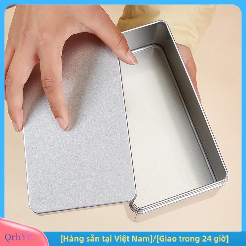 Charm [Hàng sẵn tại Việt Nam] Mini tinplate xà phòng Hộp kẹp tóc kim loại hình chữ nhật sắt hộp nhỏ vuông lưu trữ đồ trang sức Nail Beauty kẹo đồng xu Pill trường hợp